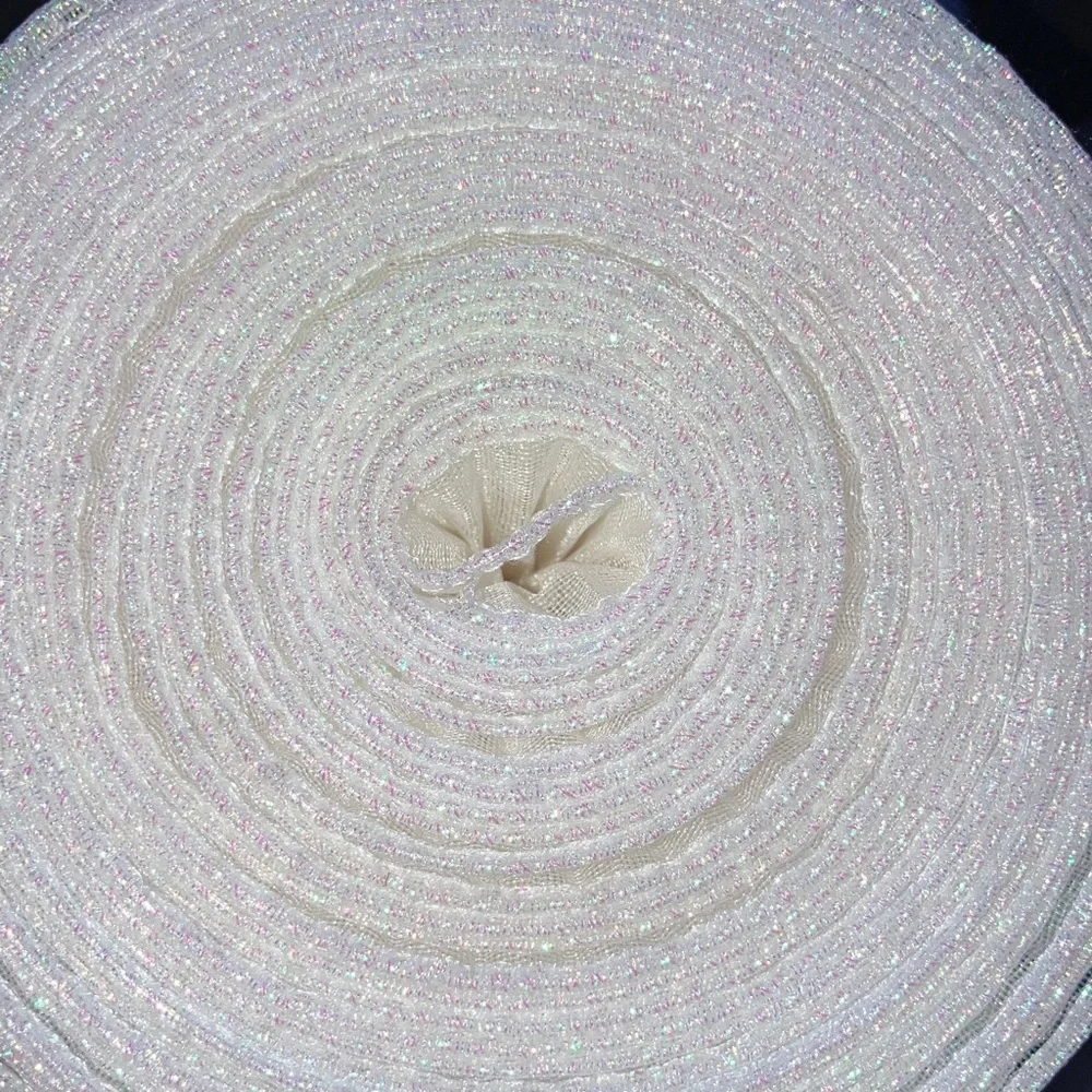 White Iridescent Sparkle Spiral Ribbon Set‎ 5 Rolls 4.7” wide 15’ long each